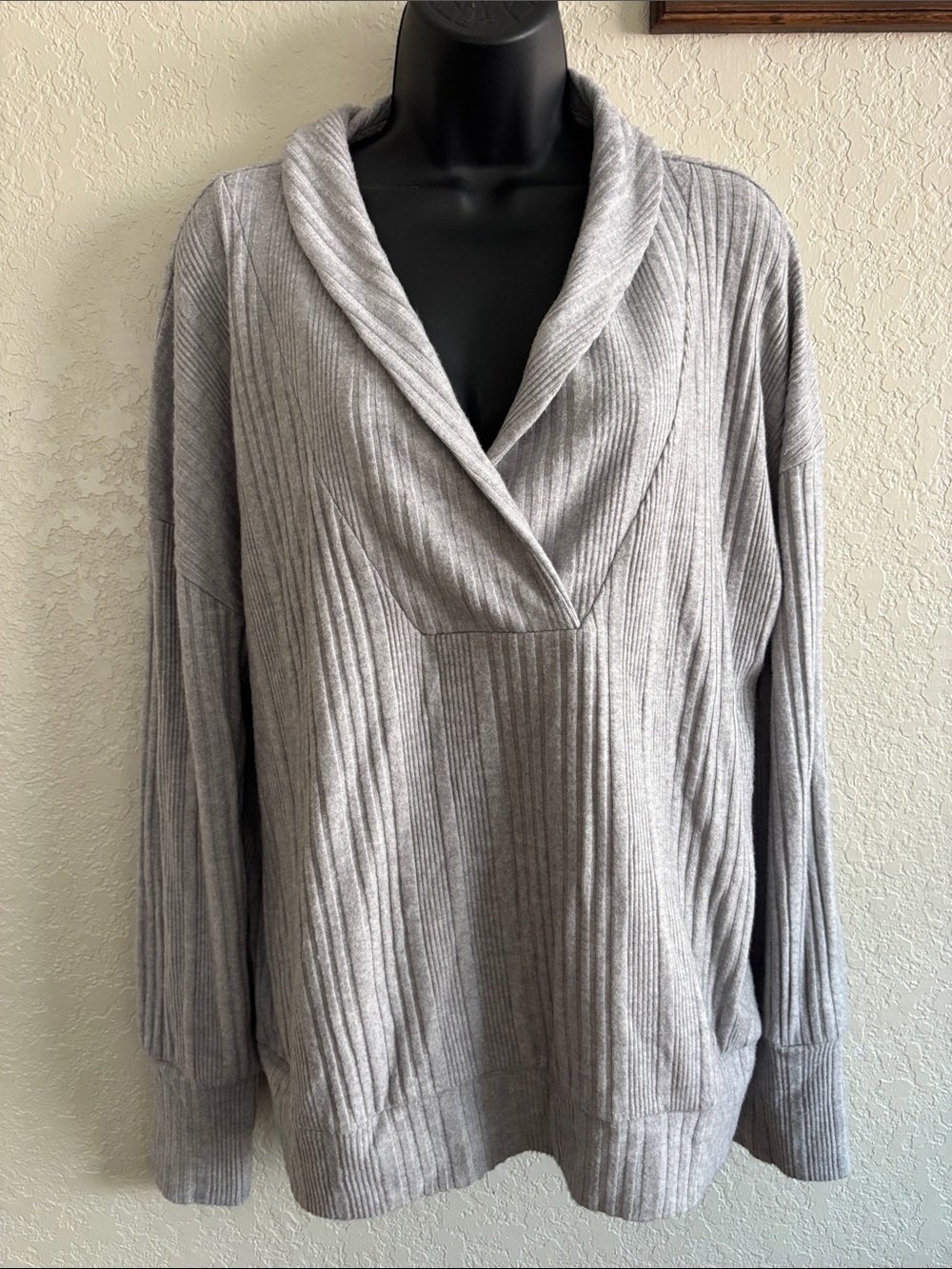 Cato Light Gray Ribbed Cowl Neck Sweater